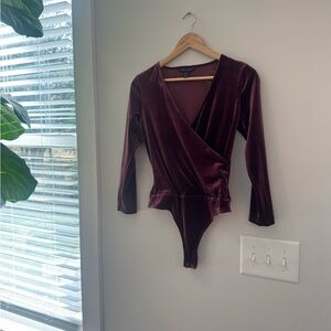 Banana Republic Velvet Wrap Bodysuit - Deep Purple